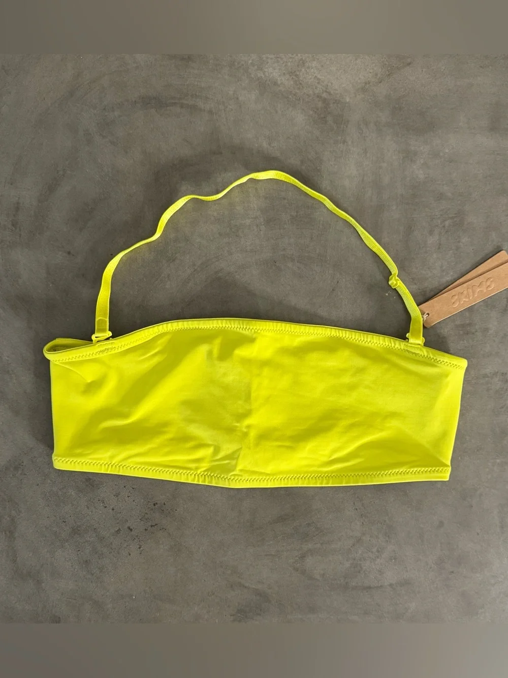 SKIMS Recycled Swim Bandeau Bikini Top in Citrus (Lime Green Shade)